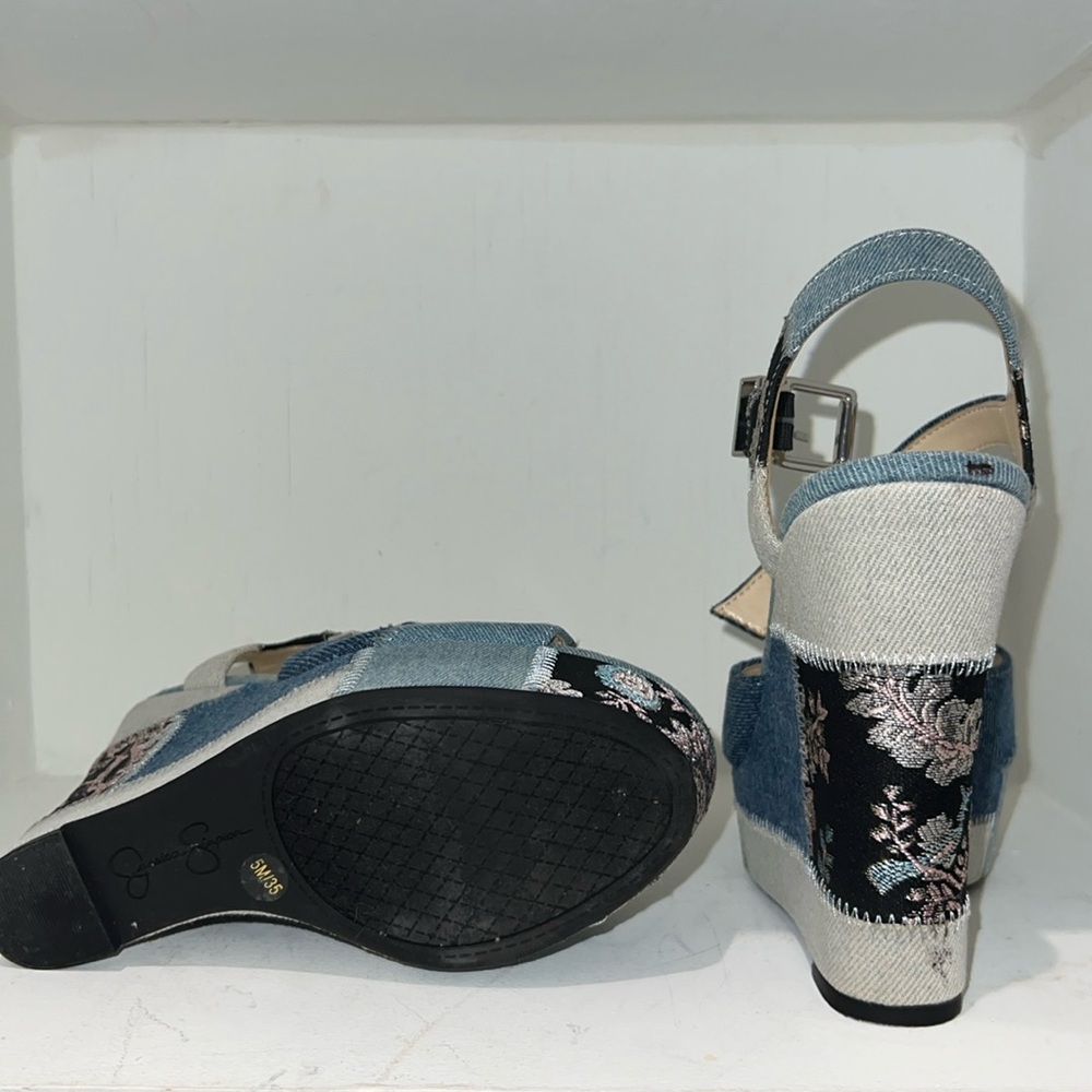 Jessica Simpson Denim ‘Patch Patterned’ Wedges Si… - image 3